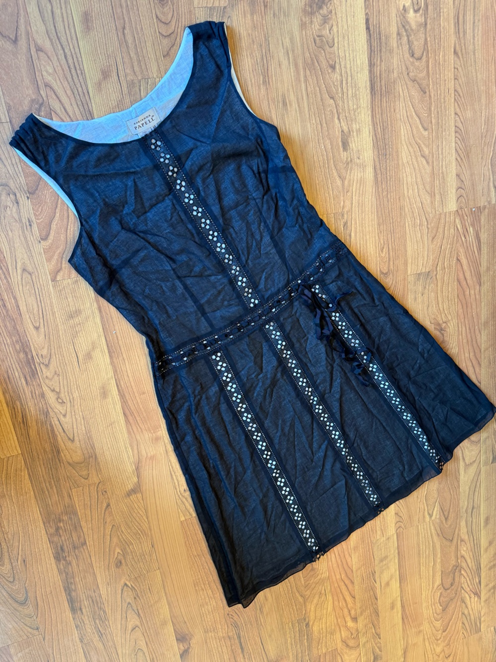 Adrianna Papell Black & White 100% Cotton Eyelet Detail Top